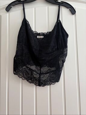 Free People Black Lace Cropped Tank